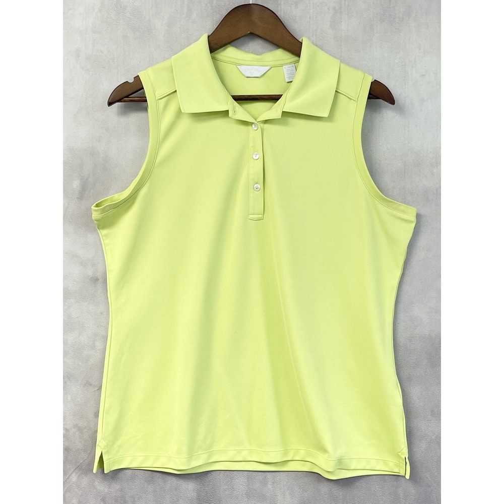 Callaway Womens Sleeveless Polo Shirt XL Lime Green Golf Top Sporty Tennis Prep